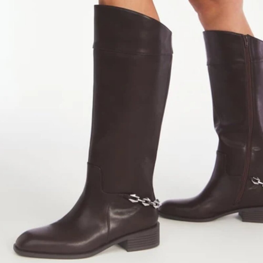 JustFab  Payton Flat Boot Brown Sz 7.5 NIB